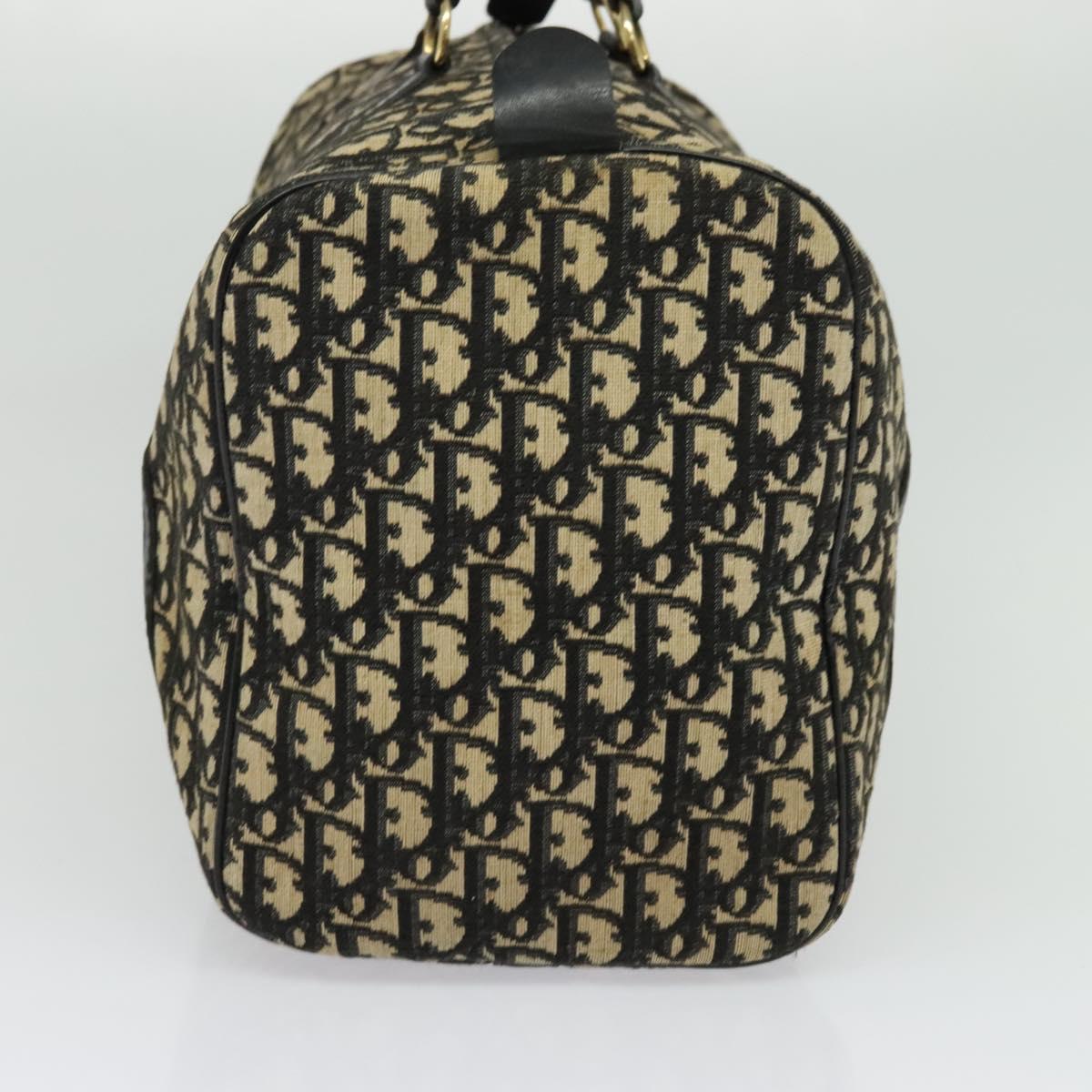 Christian Dior Trotter Canvas Boston Bag Black Gold