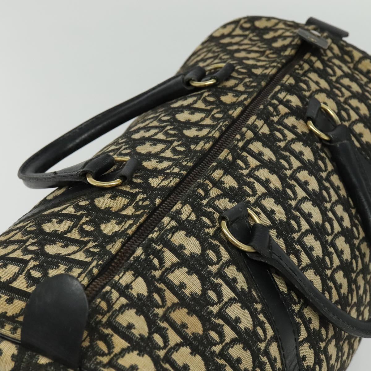 Christian Dior Trotter Canvas Boston Bag Black Gold