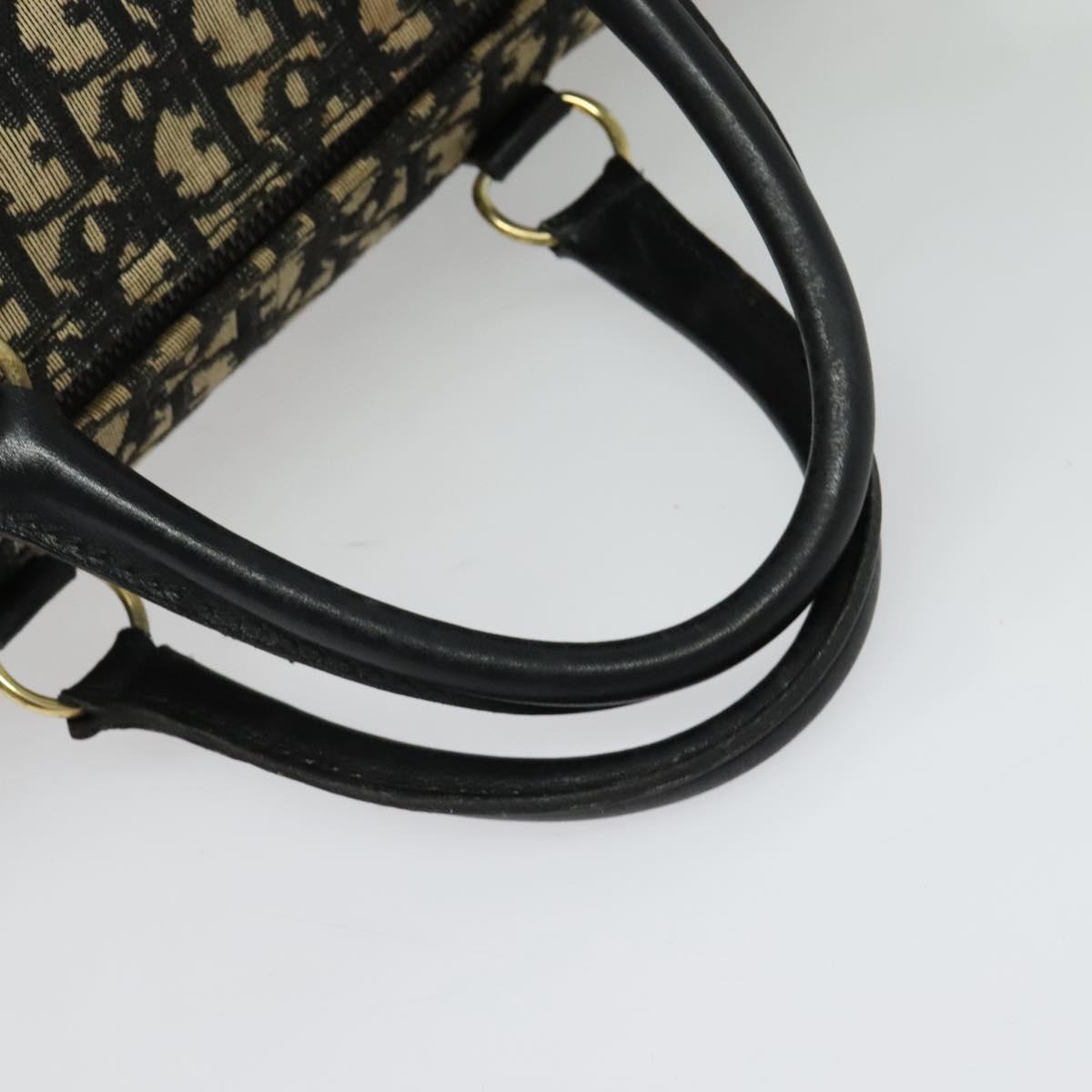 Christian Dior Trotter Canvas Boston Bag Black Gold