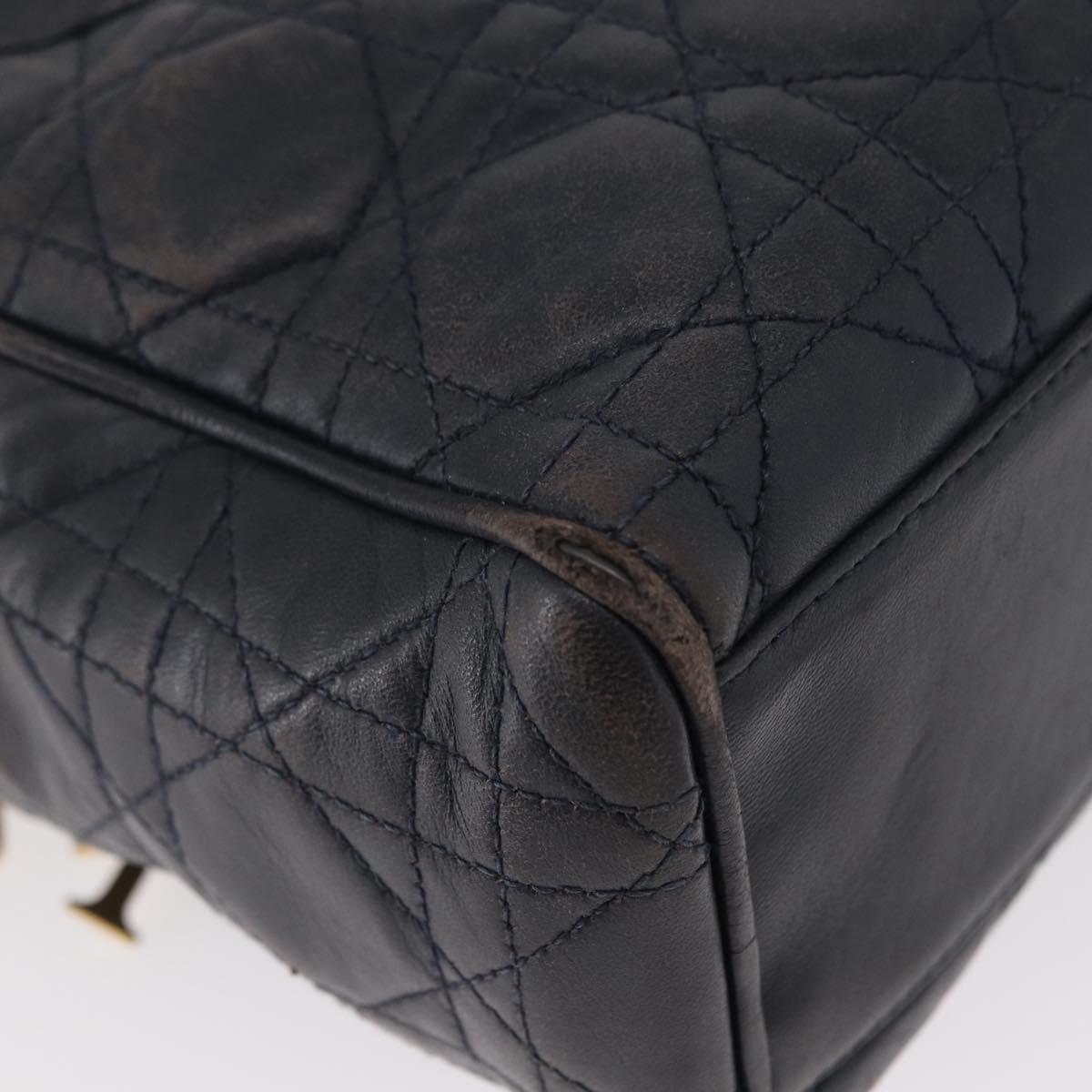 Lady Dior Hand Bag Lamb Skin Navy Gold