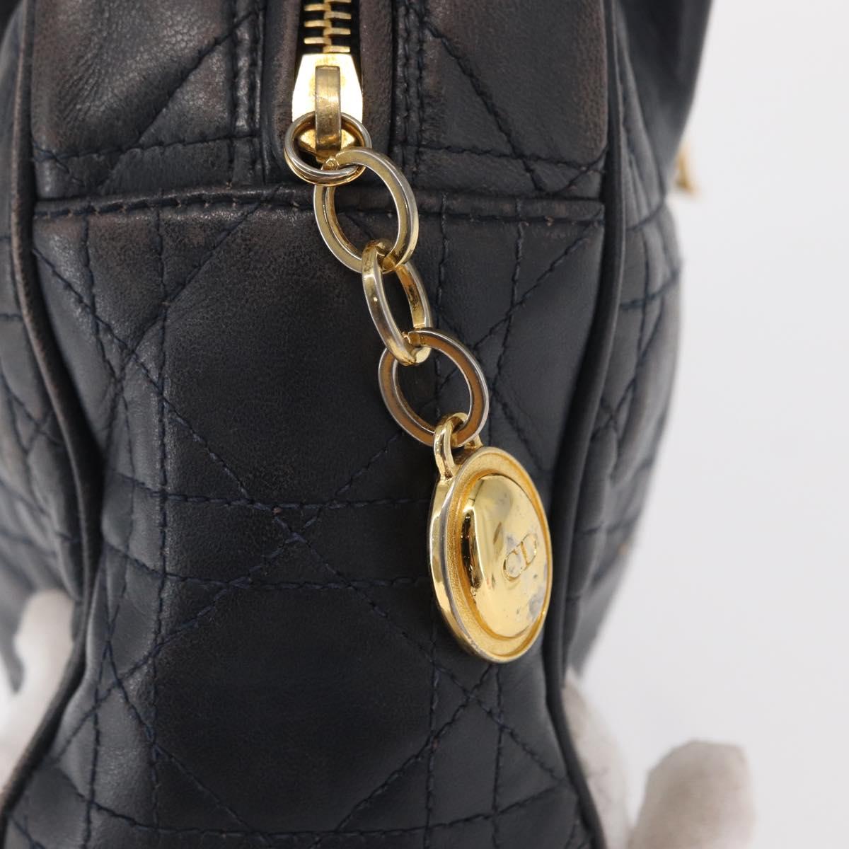 Lady Dior Hand Bag Lamb Skin Navy Gold