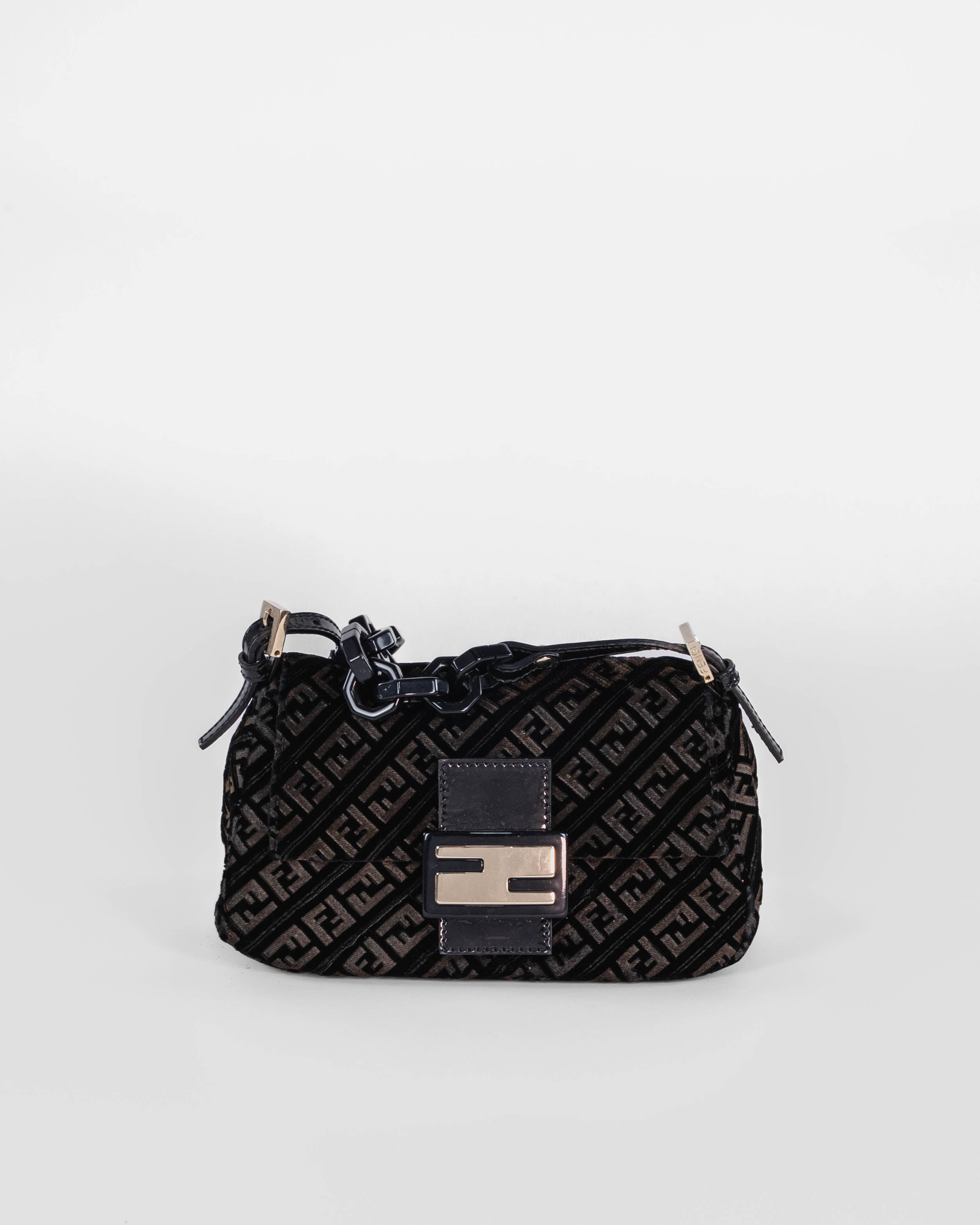 Zucchino Canvas Mini Mamma Baguette Shoulder Bag Velor Black