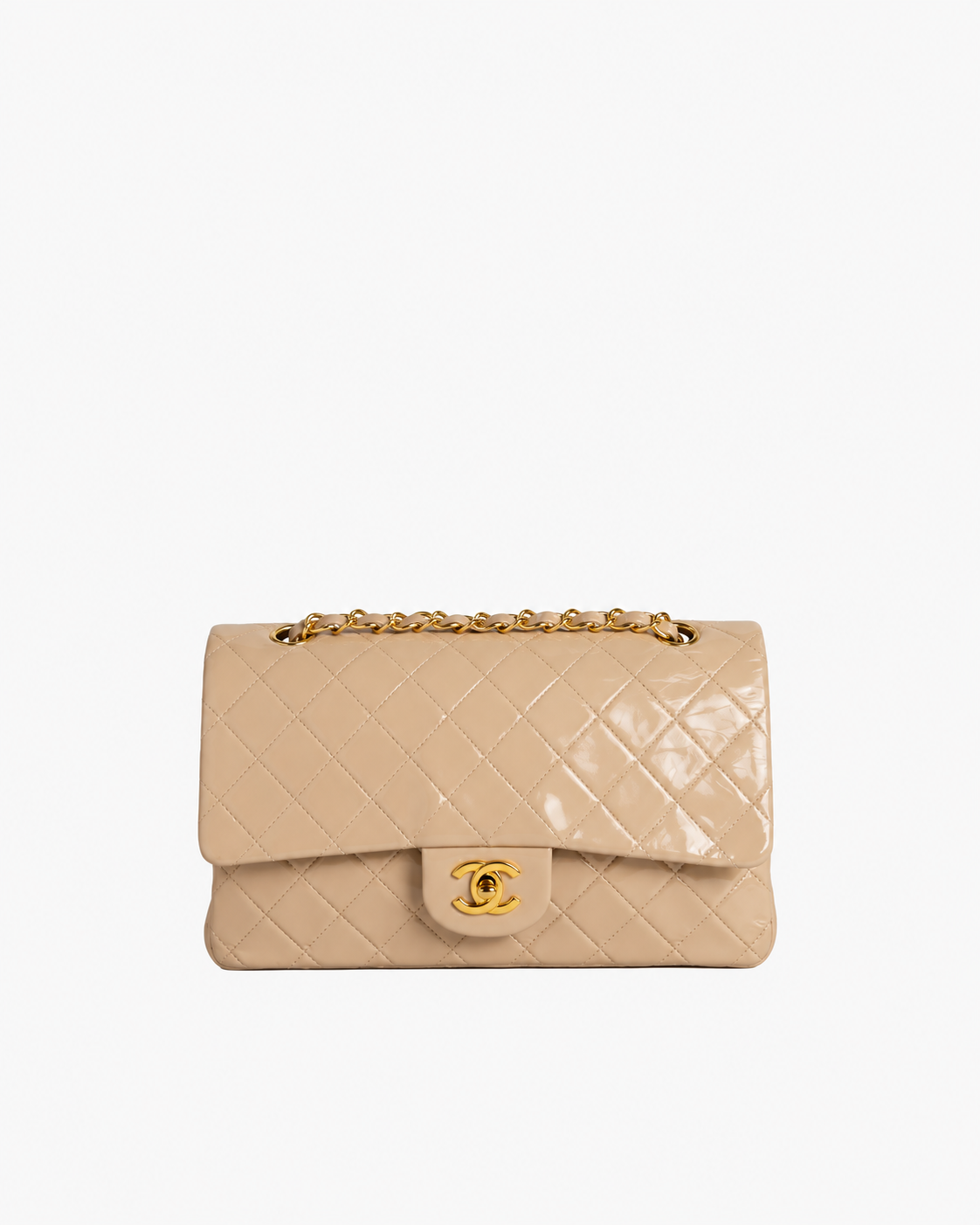 Classic Matelasse 25 Chain Flap Bag Lamb Skin Beige