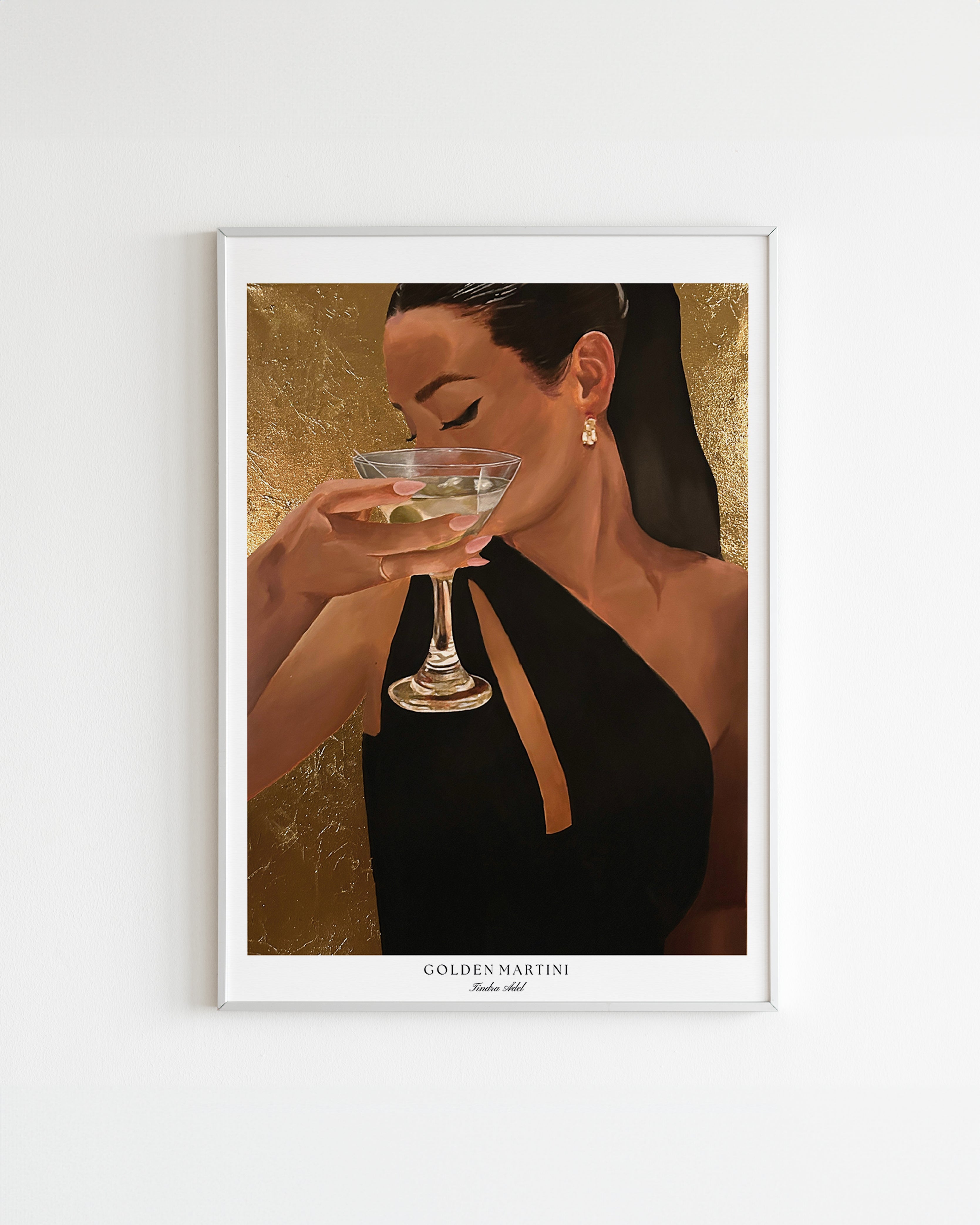 "Golden Martini Brunette" Poster