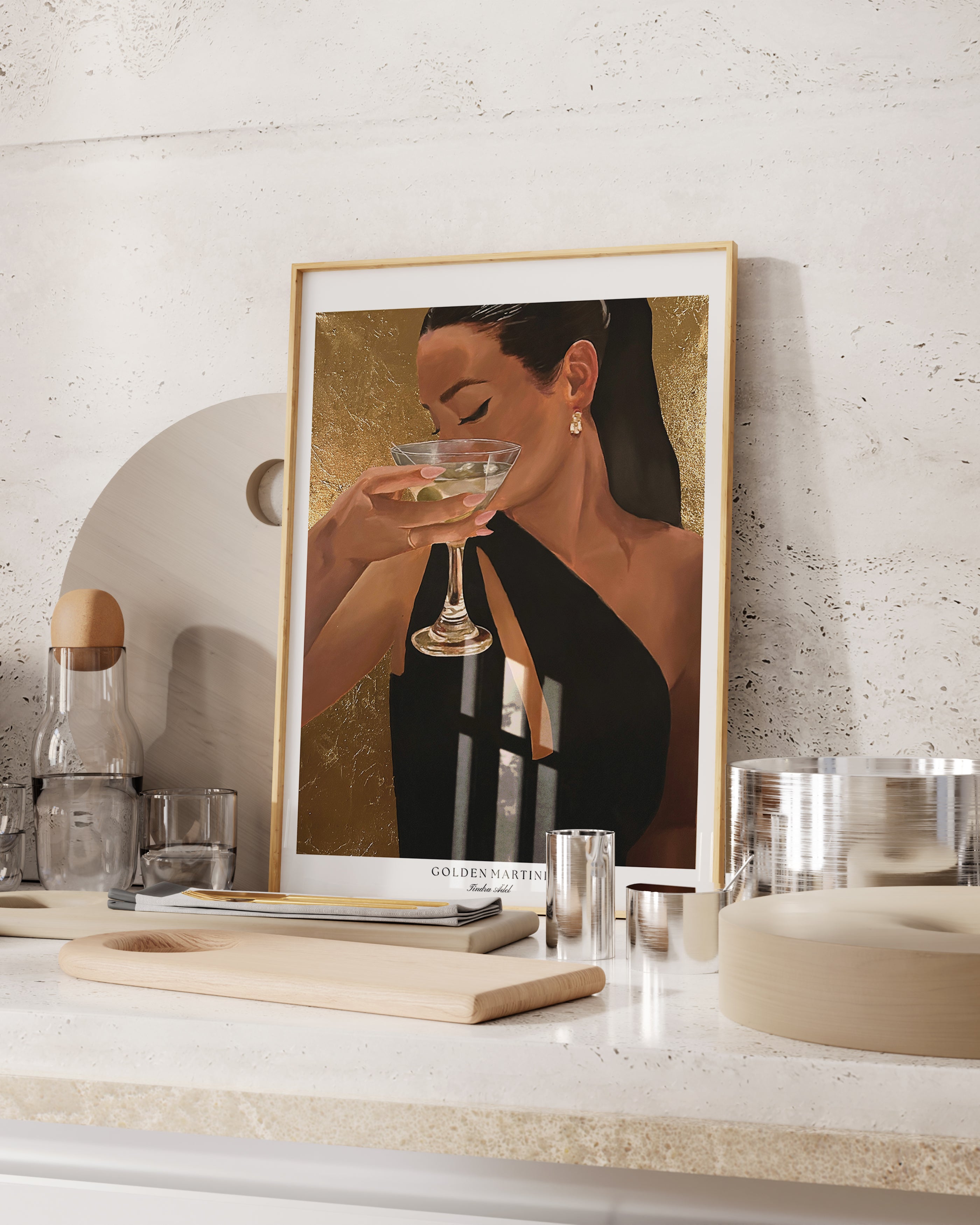 "Golden Martini Brunette" Poster