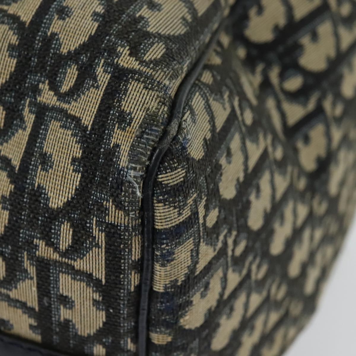 Christian Dior Trotter Canvas Boston Bag Navy Silver