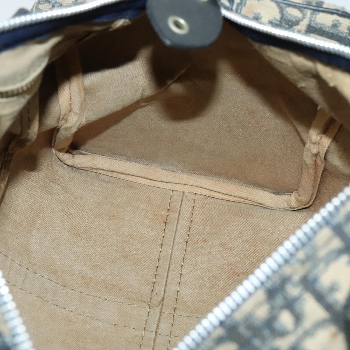 Christian Dior Trotter Canvas Boston Bag Navy Silver
