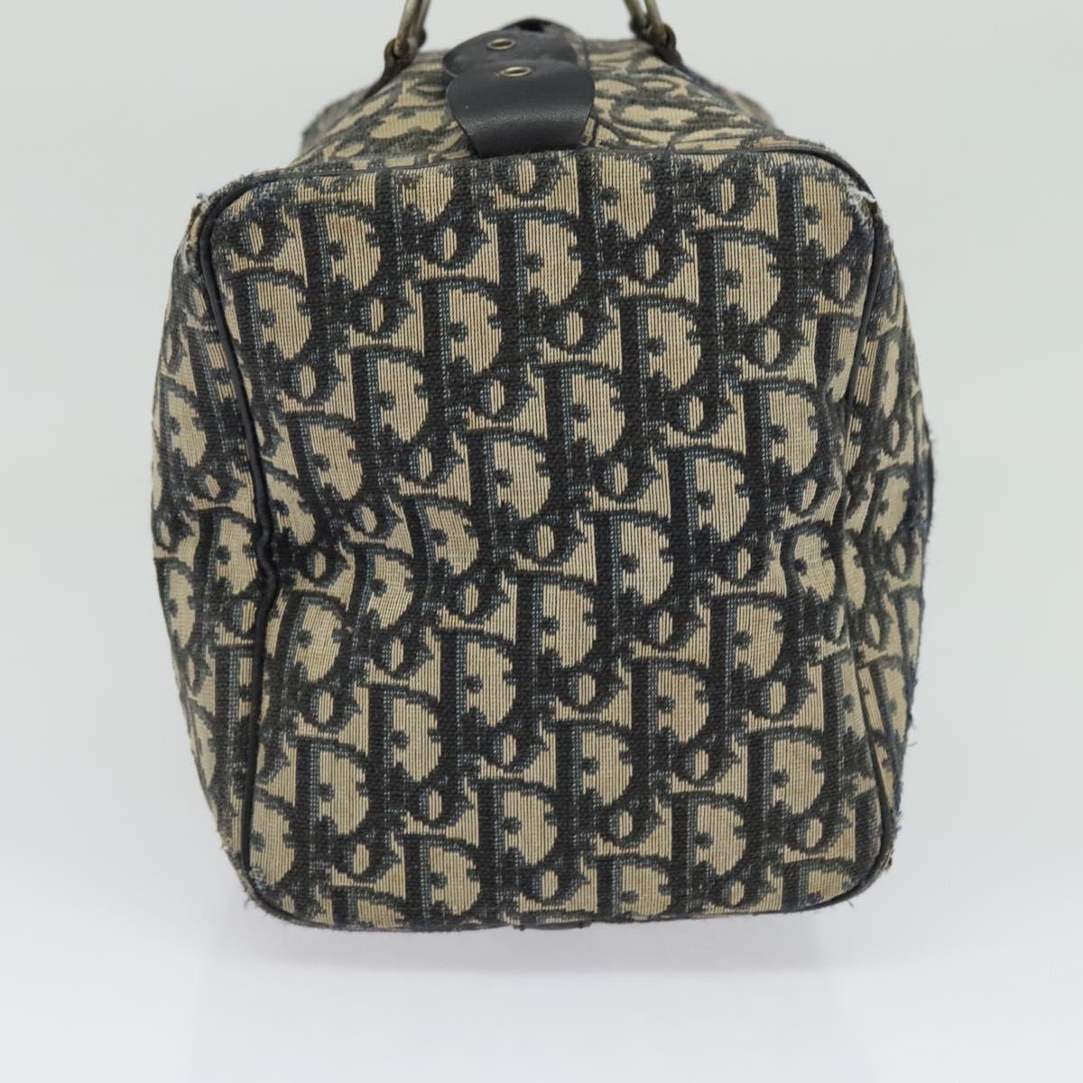 Christian Dior Trotter Canvas Boston Bag Navy Silver
