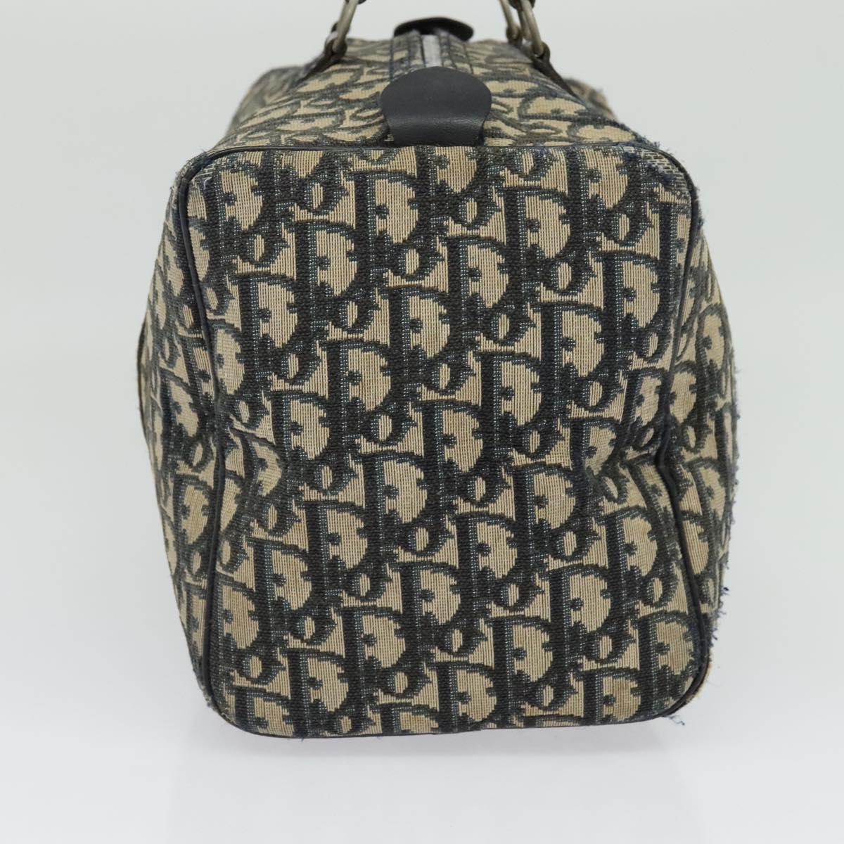 Christian Dior Trotter Canvas Boston Bag Navy Silver