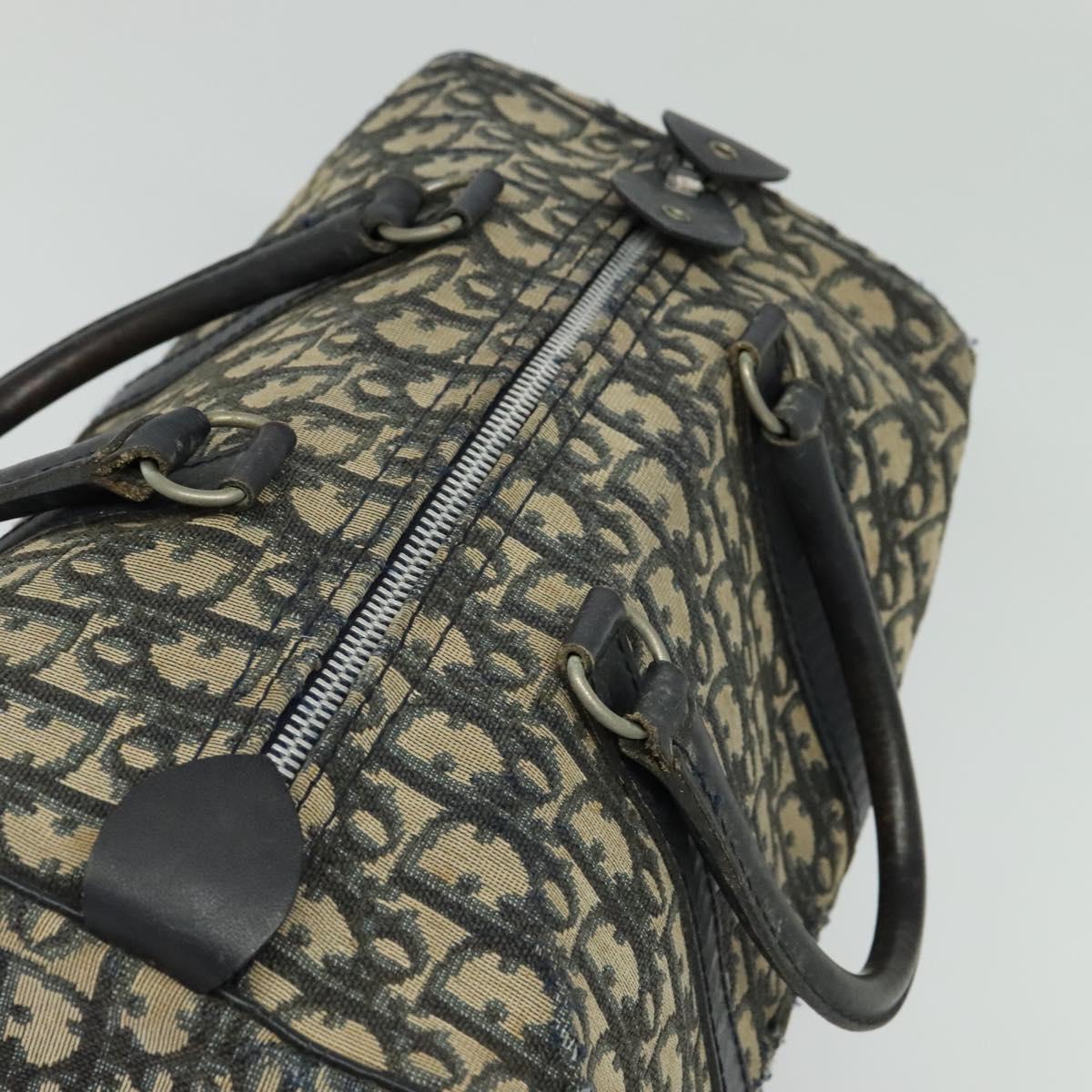 Christian Dior Trotter Canvas Boston Bag Navy Silver