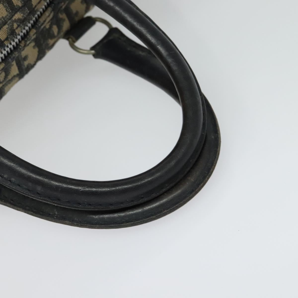 Christian Dior Trotter Canvas Boston Bag Navy Silver