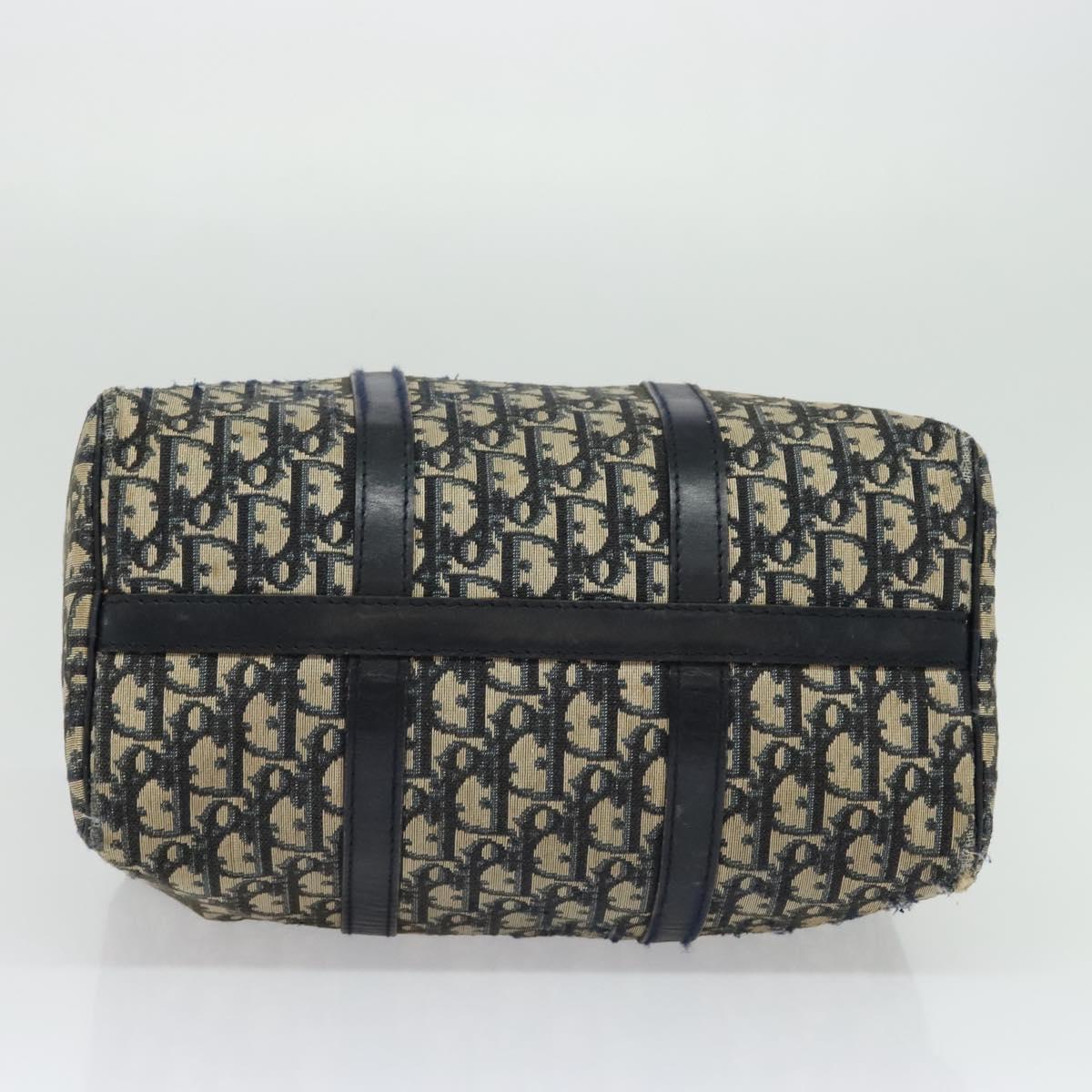 Christian Dior Trotter Canvas Boston Bag Navy Silver