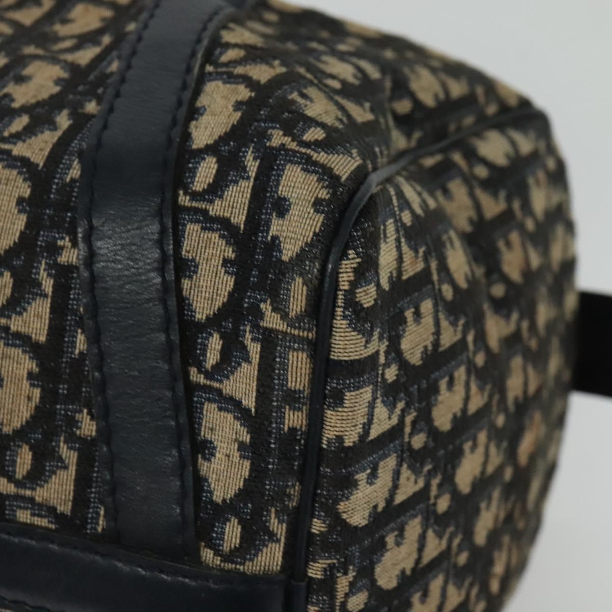 Christian Dior Trotter Canvas Boston Bag Navy Silver