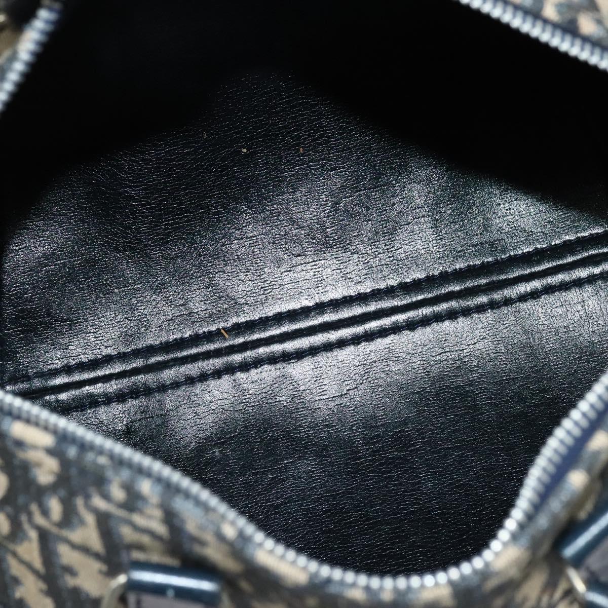 Christian Dior Trotter Canvas Boston Bag Navy Silver