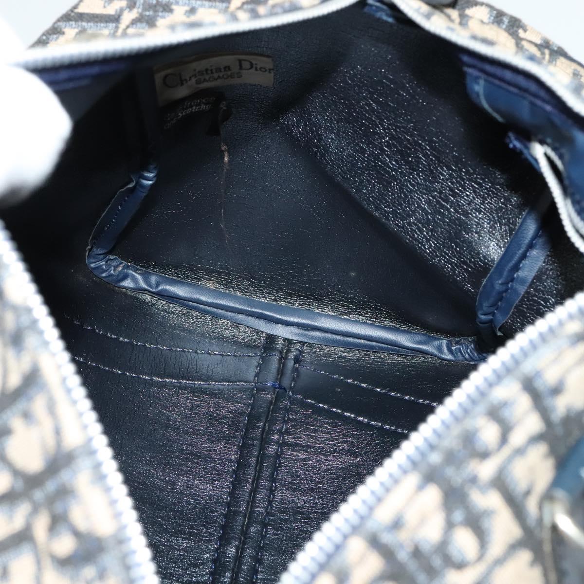 Christian Dior Trotter Canvas Boston Bag Navy Silver