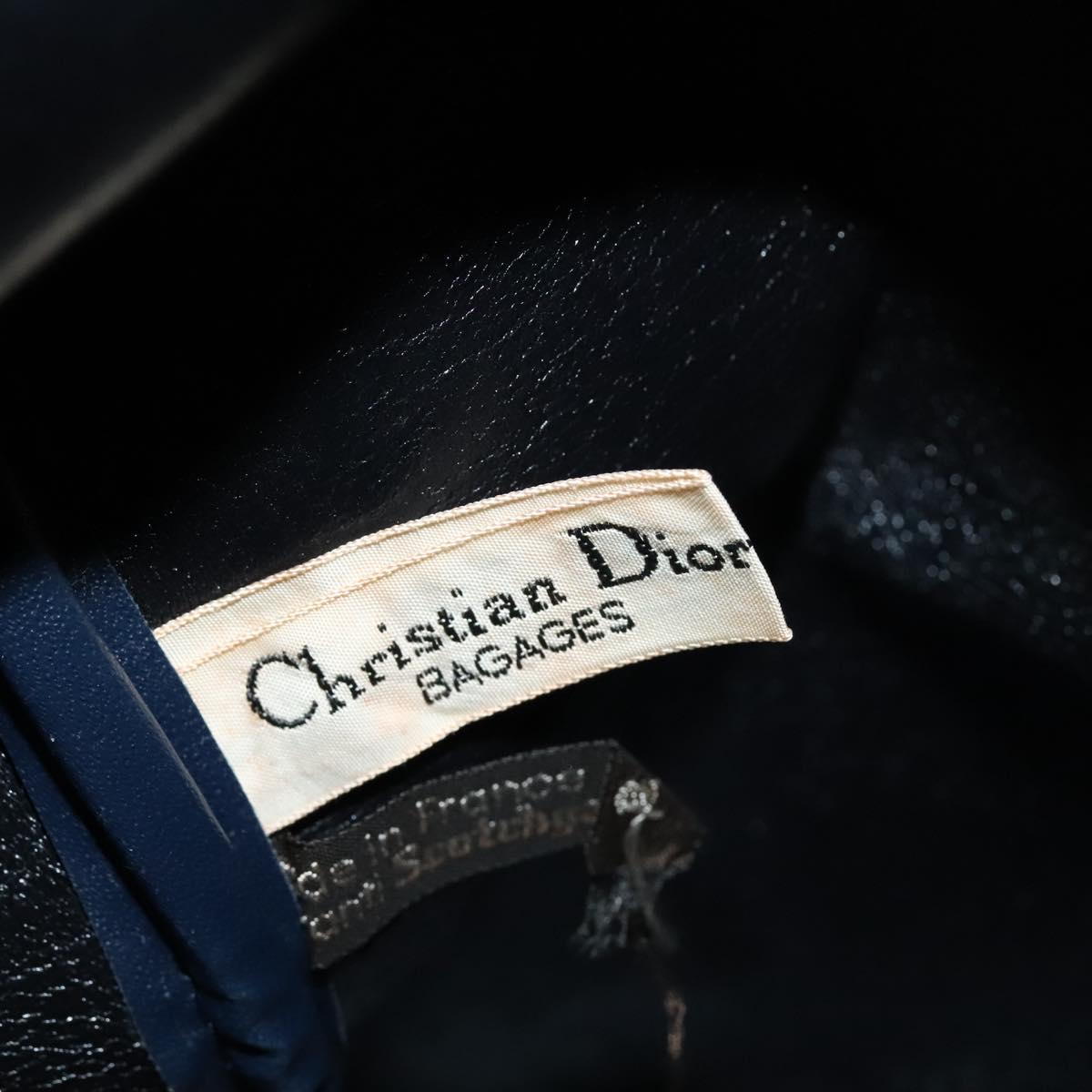 Christian Dior Trotter Canvas Boston Bag Navy Silver