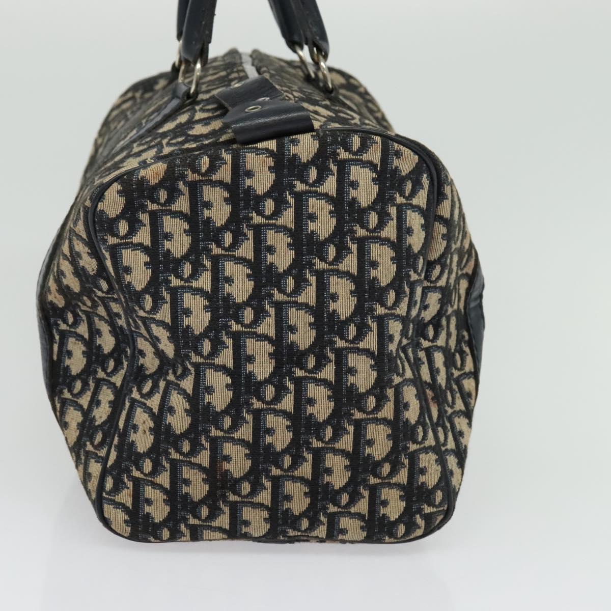 Christian Dior Trotter Canvas Boston Bag Navy Silver
