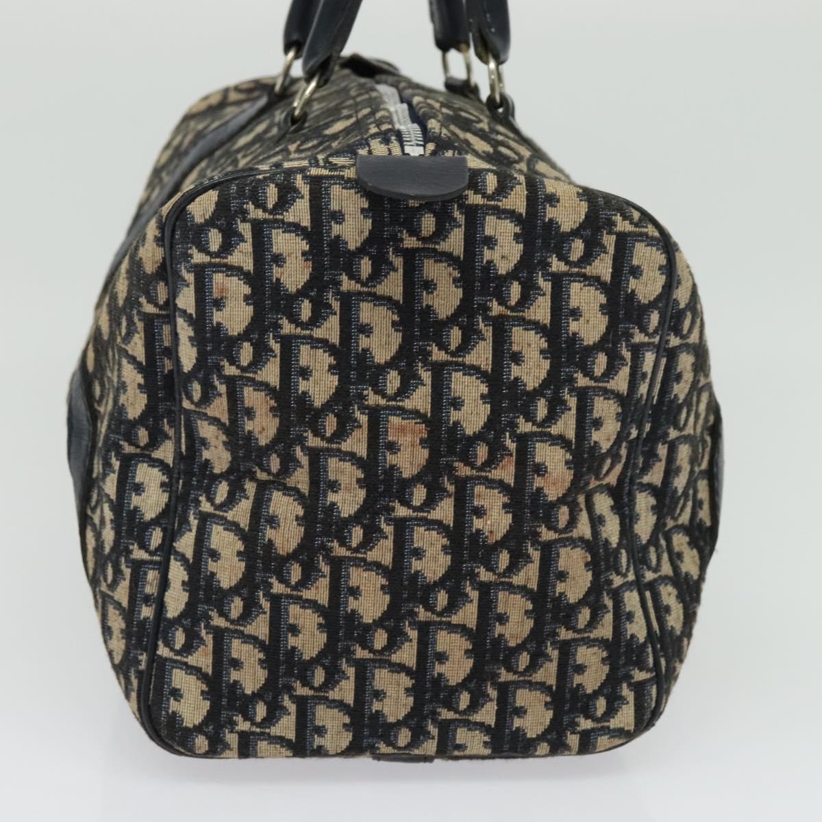 Christian Dior Trotter Canvas Boston Bag Navy Silver