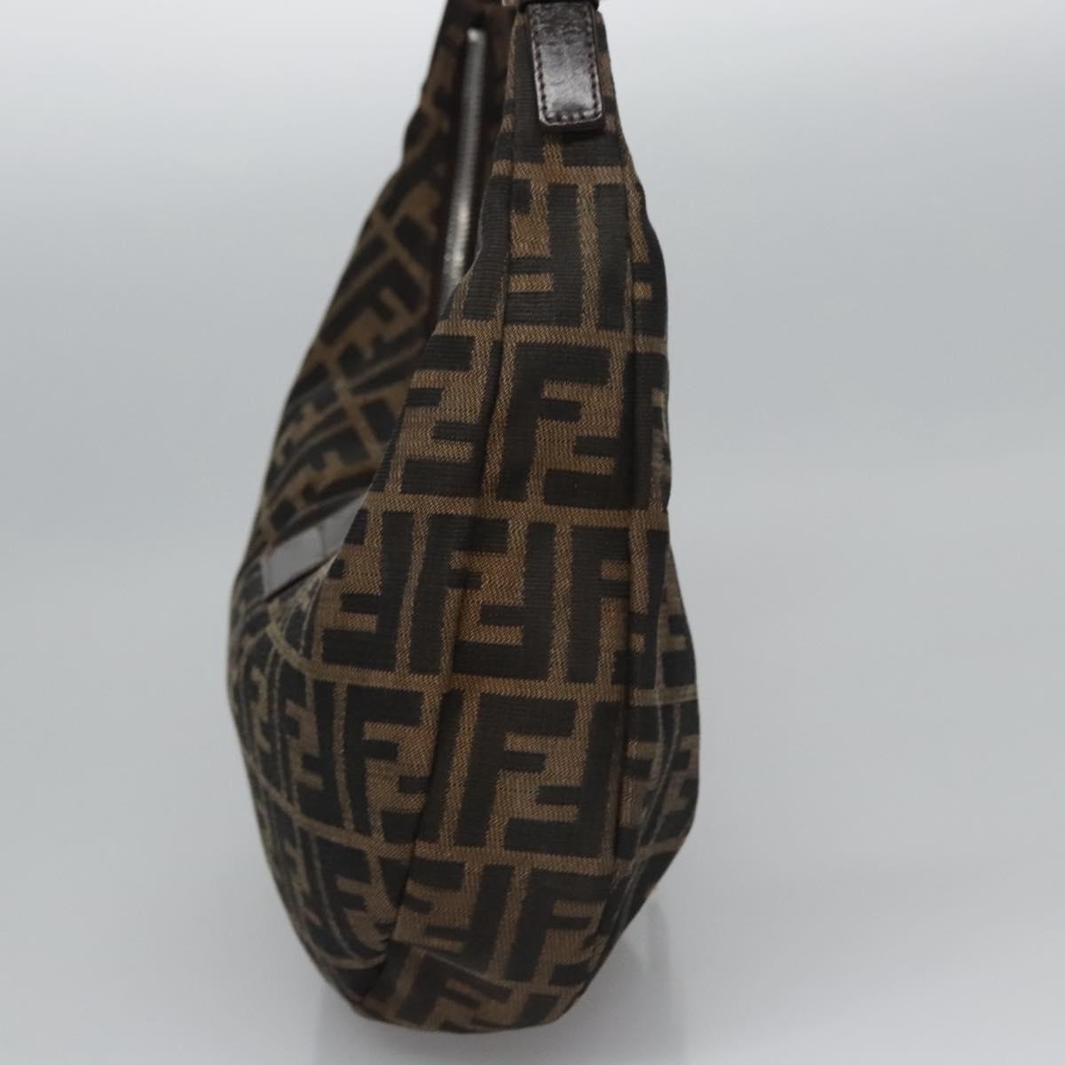 Zucca Canvas Shoulder Bag Brown Black Silver