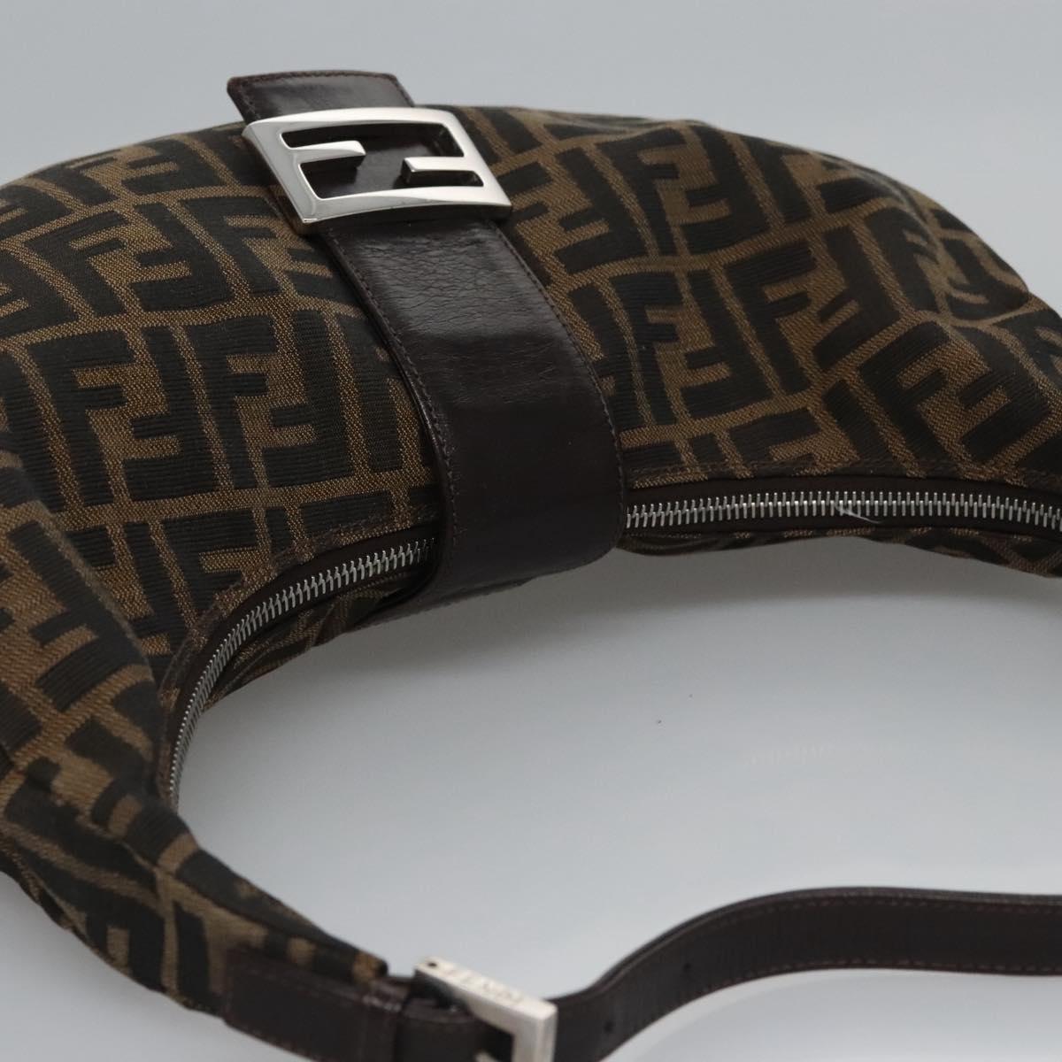 Zucca Canvas Shoulder Bag Brown Black Silver