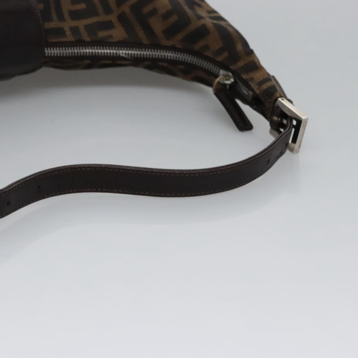 Zucca Canvas Shoulder Bag Brown Black Silver