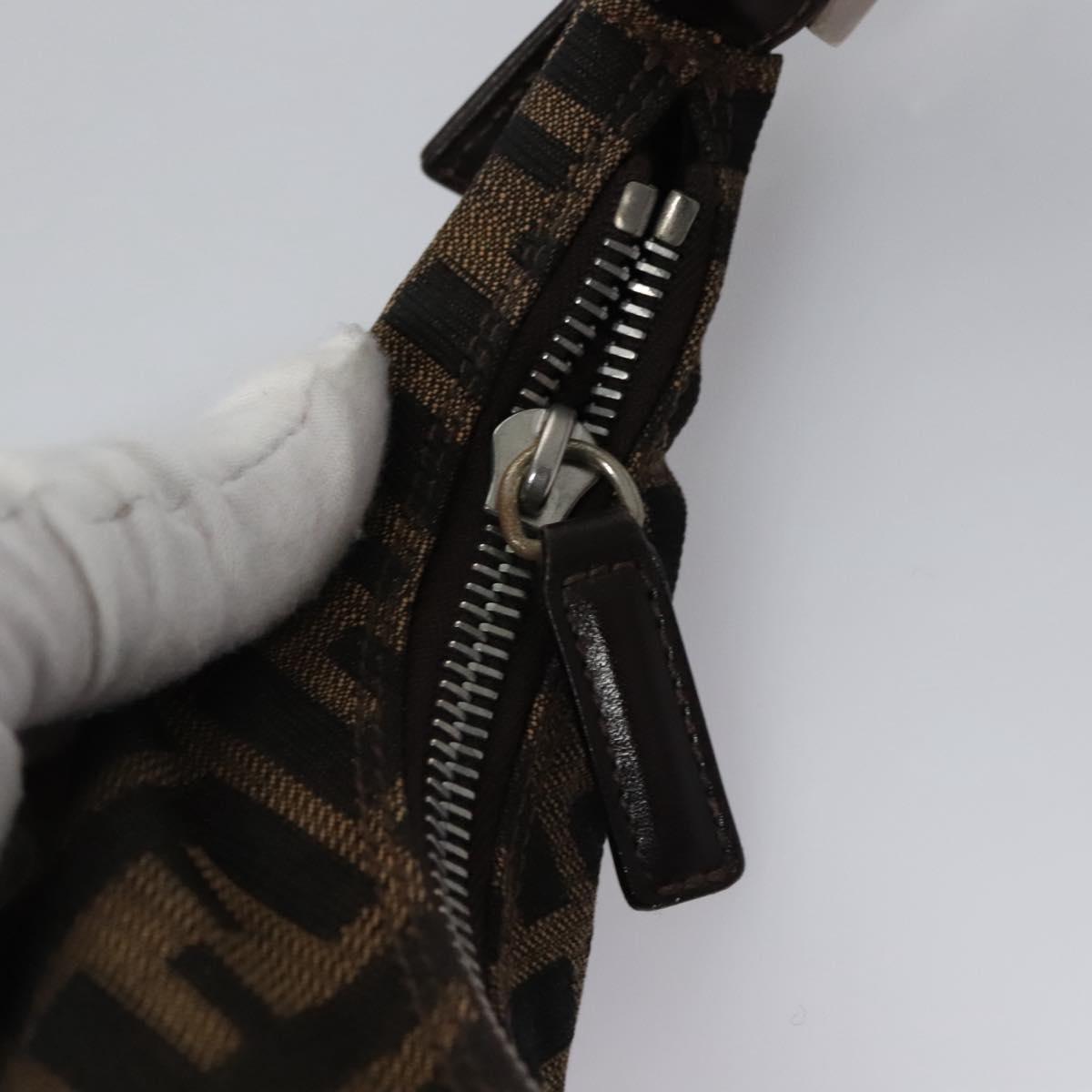 Zucca Canvas Shoulder Bag Brown Black Silver