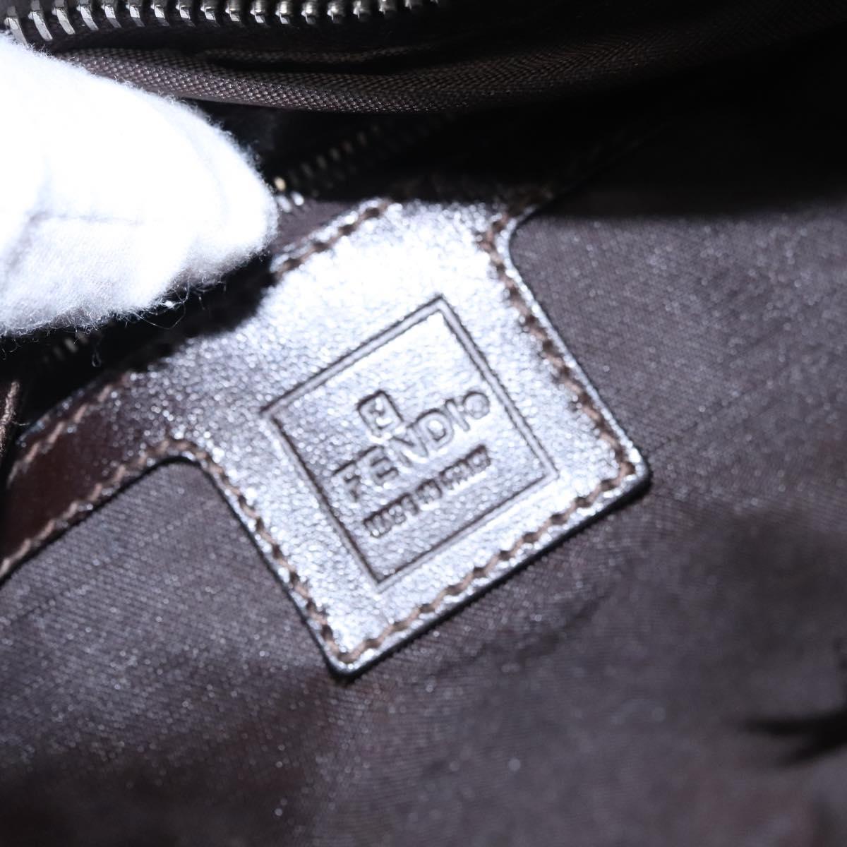 Zucca Canvas Shoulder Bag Brown Black Silver