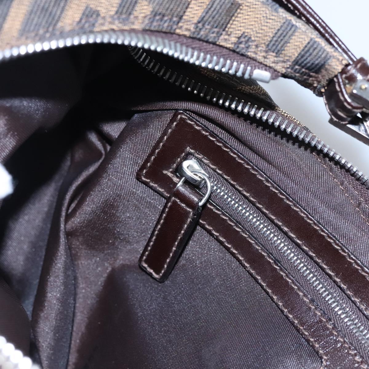 Zucca Canvas Shoulder Bag Brown Black Silver