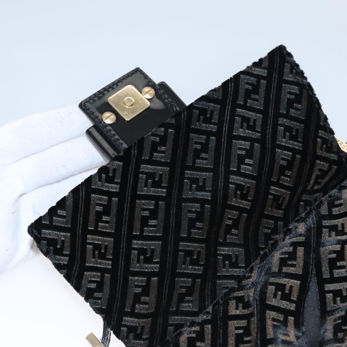 Zucchino Canvas Mini Mamma Baguette Shoulder Bag Velor Black