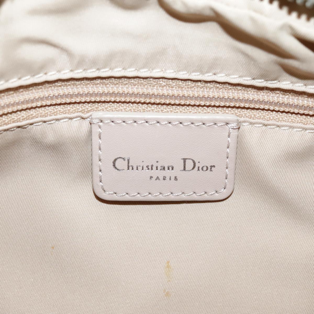 Trotter Canvas Chain Hand Bag PVC Beige Silver