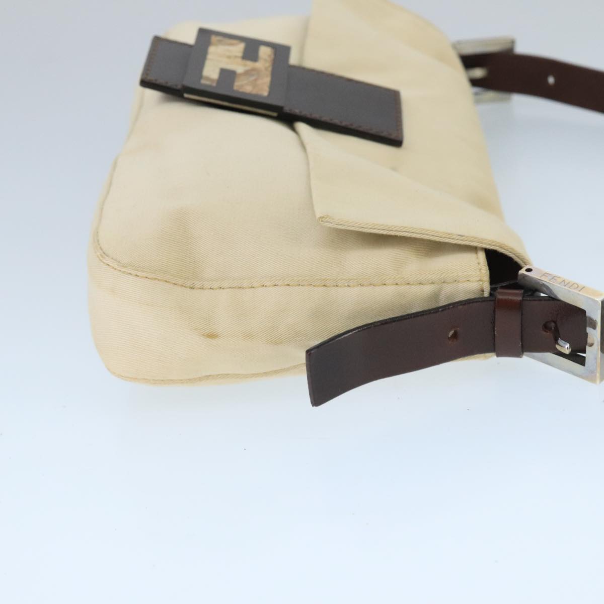 Mamma Baguette Shoulder Bag Canvas Beige Silver