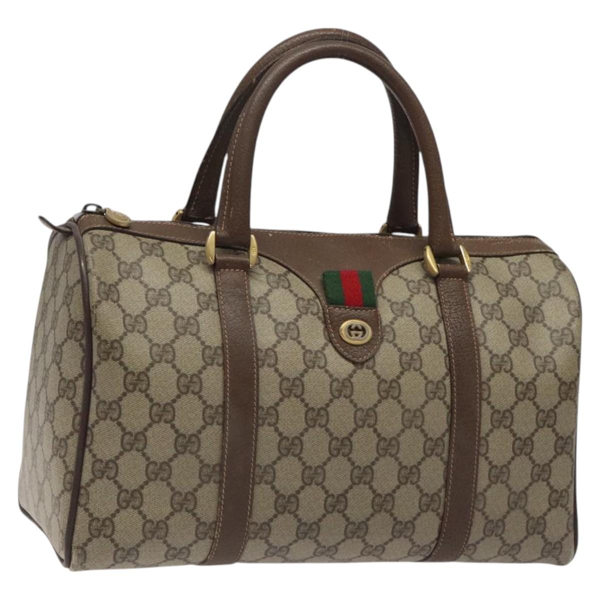 GG Supreme Web Sherry Line Boston Bag PVC Beige Gold