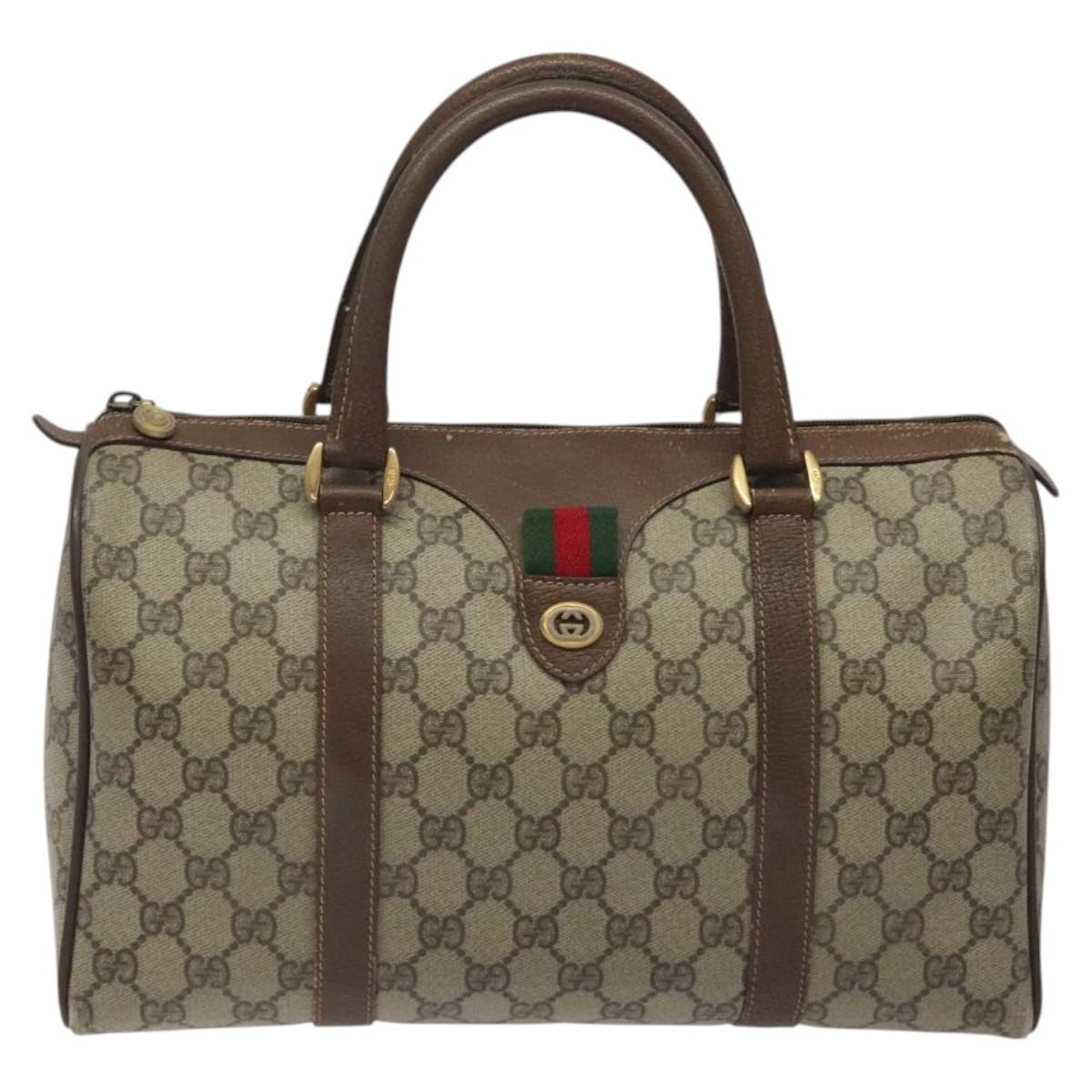 GG Supreme Web Sherry Line Boston Bag PVC Beige Gold