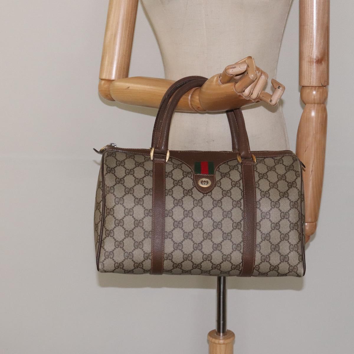 GG Supreme Web Sherry Line Boston Bag PVC Beige Gold