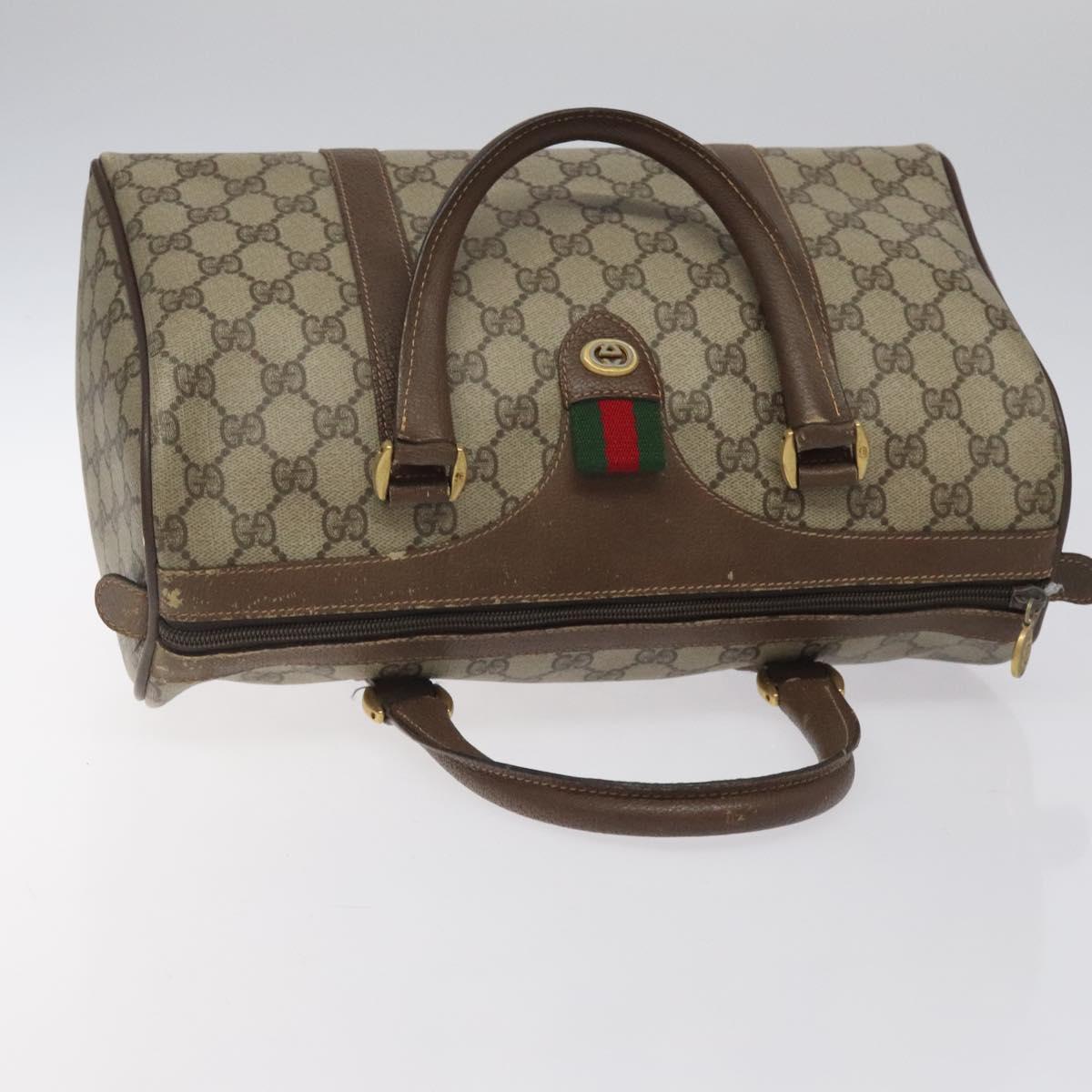 GG Supreme Web Sherry Line Boston Bag PVC Beige Gold