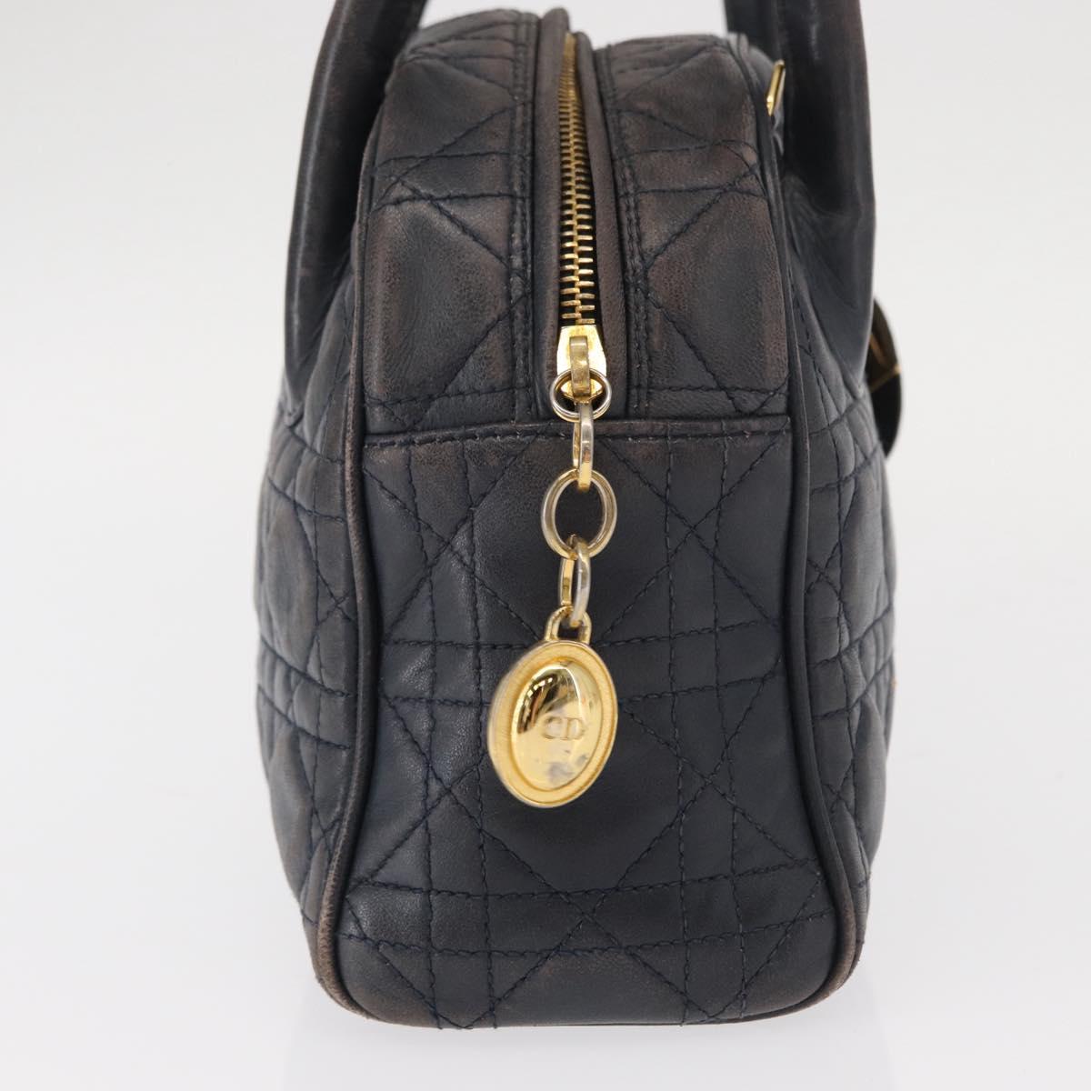 Lady Dior Hand Bag Lamb Skin Navy Gold