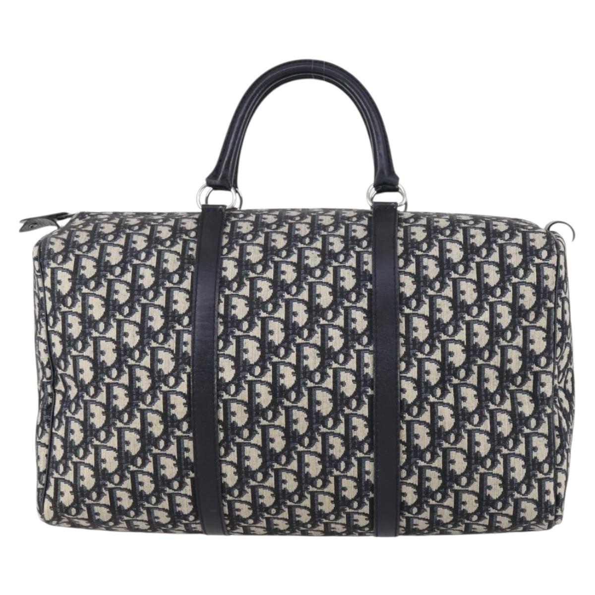 Trotter Canvas Boston Bag Navy Silver