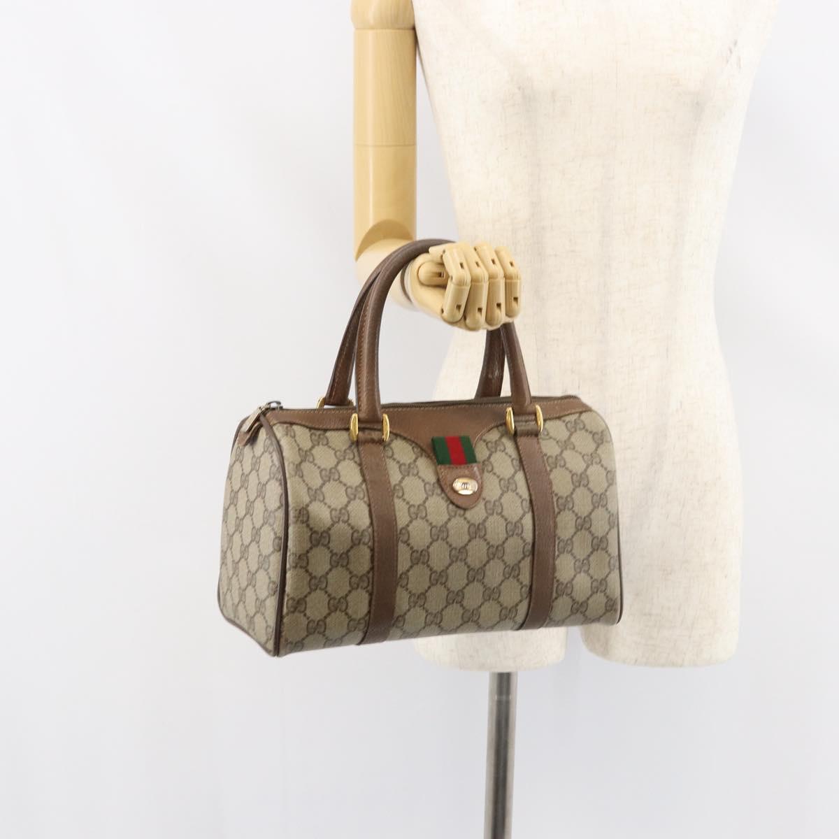 Gucci GG Supreme Sherry Line Hand Bag PVC Beige Gold 39 02 006