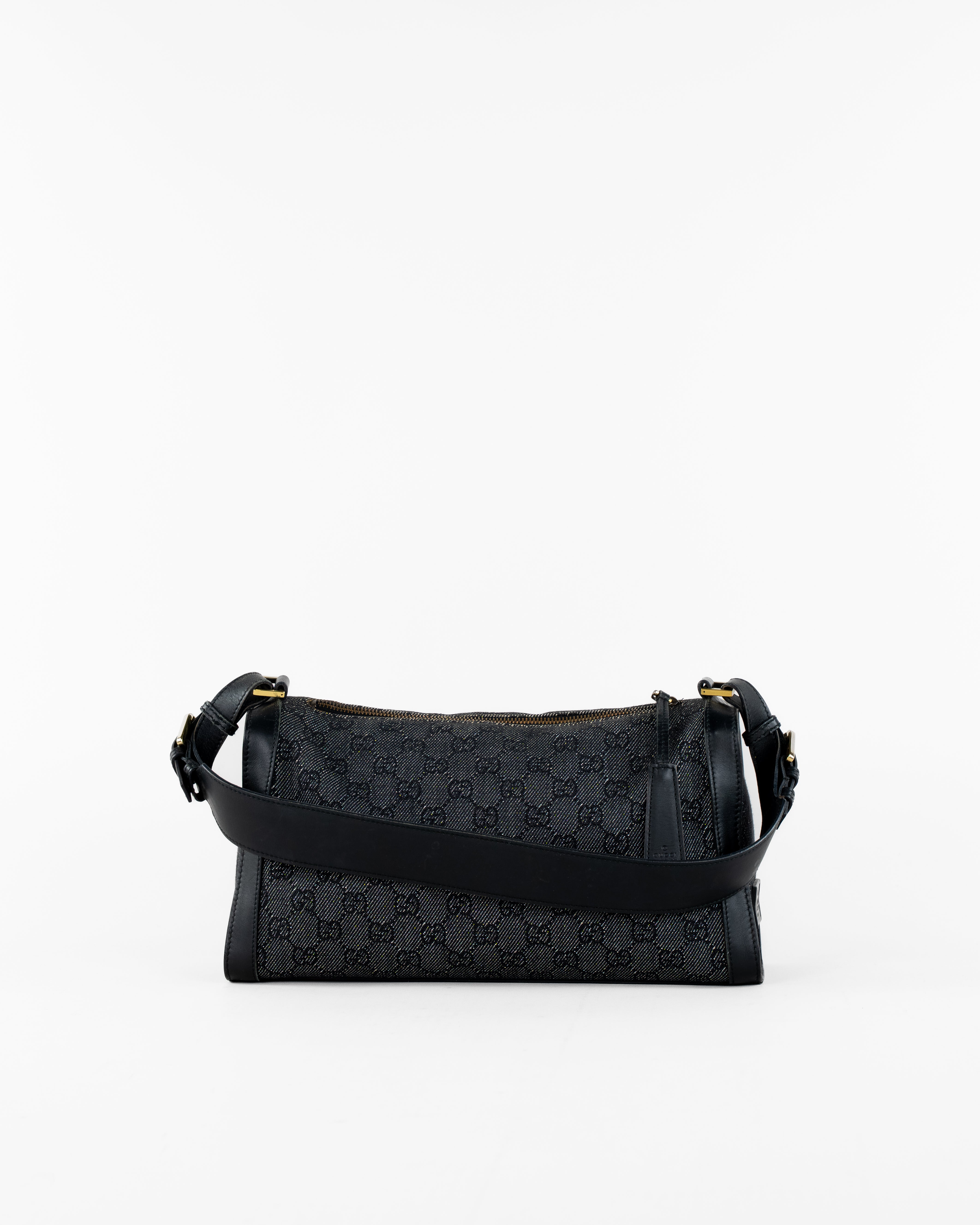 GG Canvas Shoulder Bag Black Gold
