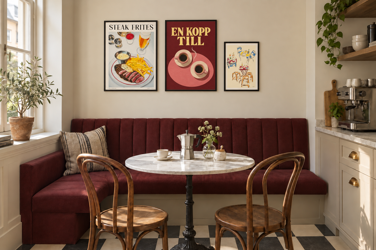 Litet kök med bistrokänsla